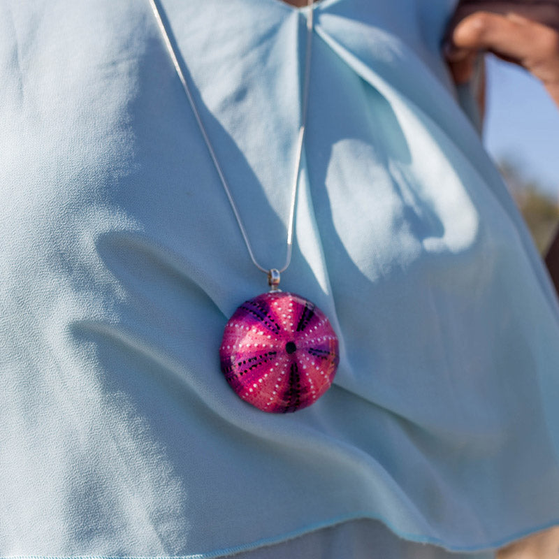Long Fuchsia Sea Urchin Pendant