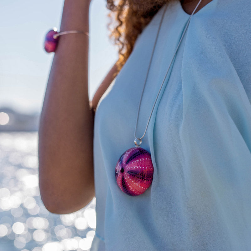 Long Fuchsia Sea Urchin Pendant