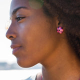 Pendientes Erizo fucsia tuerca