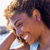 Pendientes Erizo fucsia tuerca