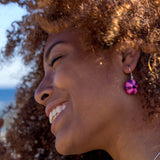 Pendientes Erizo Fucsia colgar