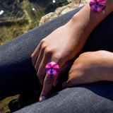 Anillo Erizo fucsia regulable