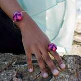 Anillo Erizo fucsia regulable