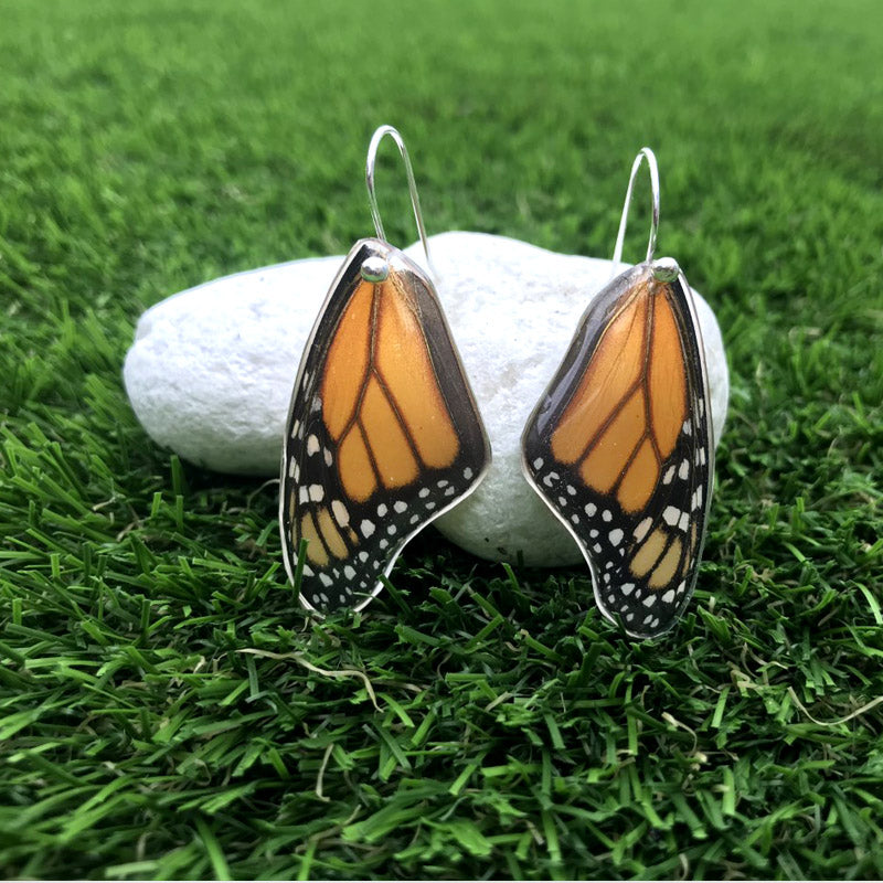 Pendientes de Mariposa Monarca ala superior