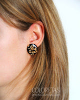 Pendientes chispas negros grandes