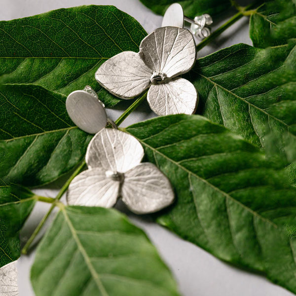 Pendientes Flores de Hortensia PLATA