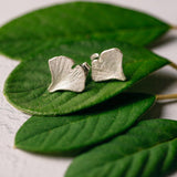 Ginkgo Biloba Stud Earrings S SILVER