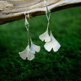 Pendientes colgar Ginkgo Biloba PLATA