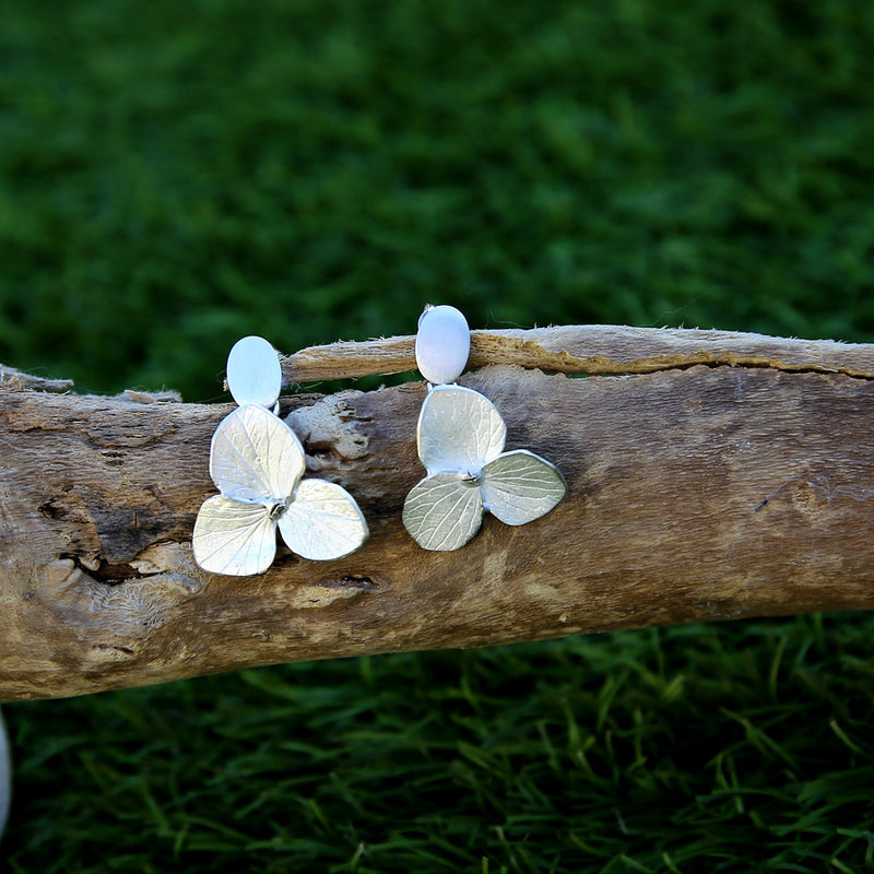 Hydrangea Flower Earrings SILVER