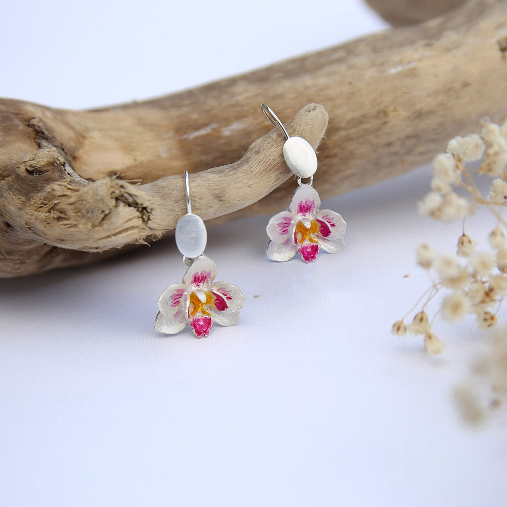 Pendientes Orquidea PLATA colgar
