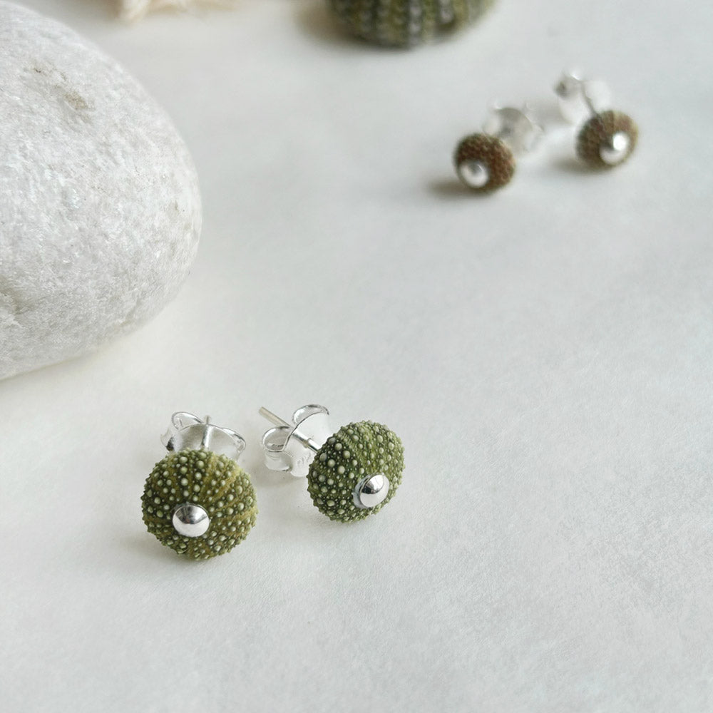 Pendientes tuerca Erizo Verde Natural