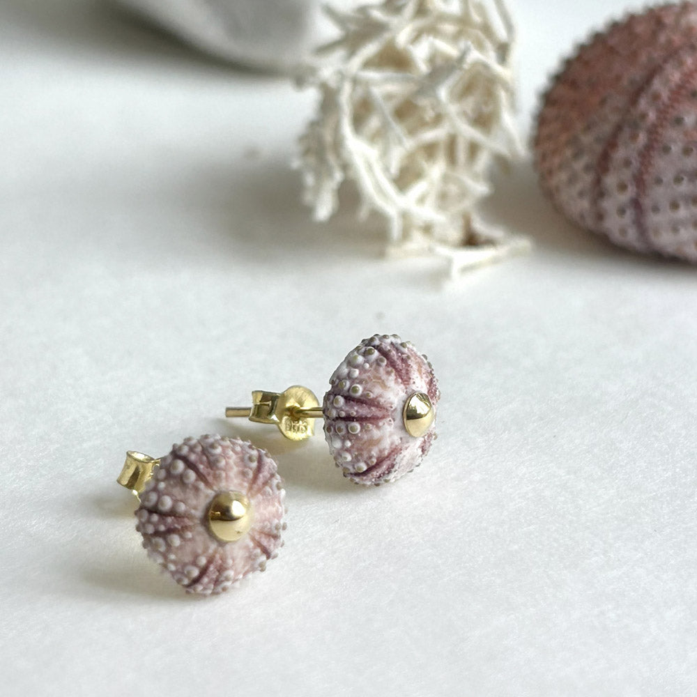 Natural Pink Sea Urchins Stud Earrings