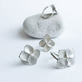 Anillo Flor de Hortensia PLATA regulable