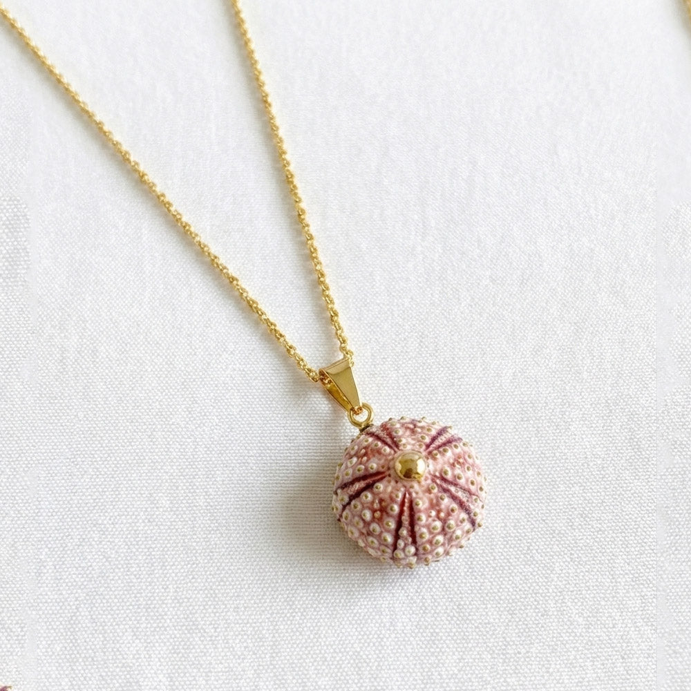 Small Natural Pink Sea Urchin Pendant