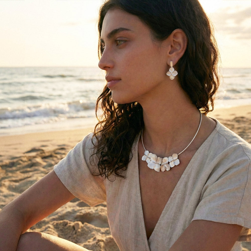 Hydrangea Flowers Choker SILVER