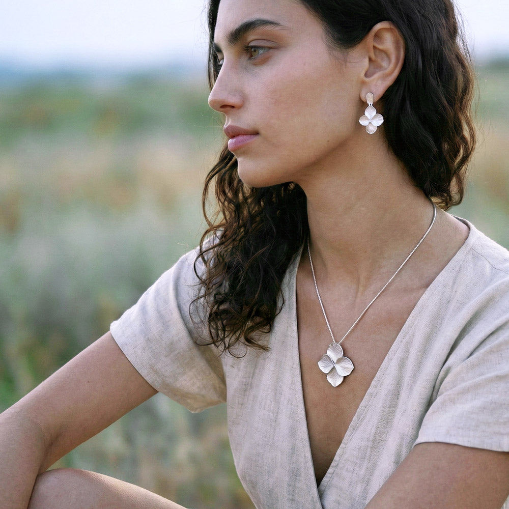 Hydrangea Flower Pendant SILVER MEDIUM