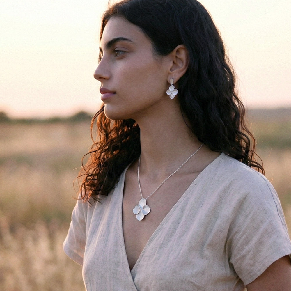 Colgante Flor de Hortensia PLATA MEDIANO