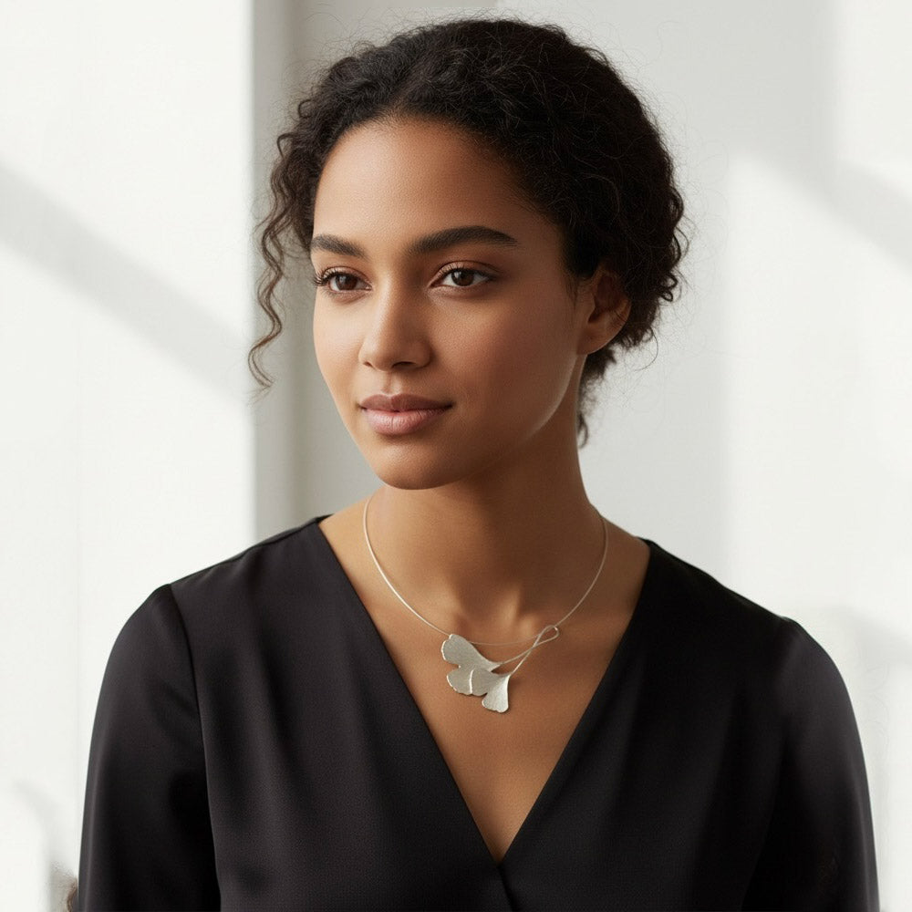 Gargantilla Ginkgo Biloba PLATA