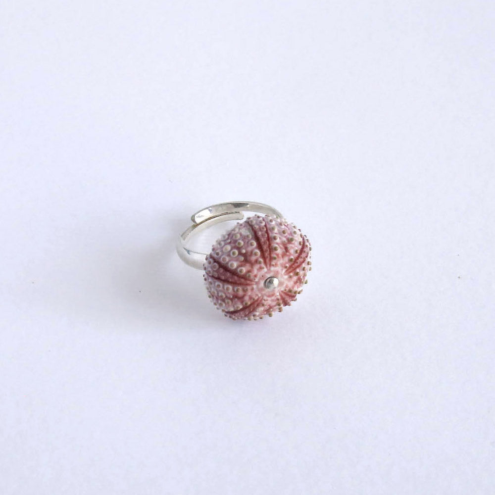 Natural Pink Sea Urchin Adjustable Ring