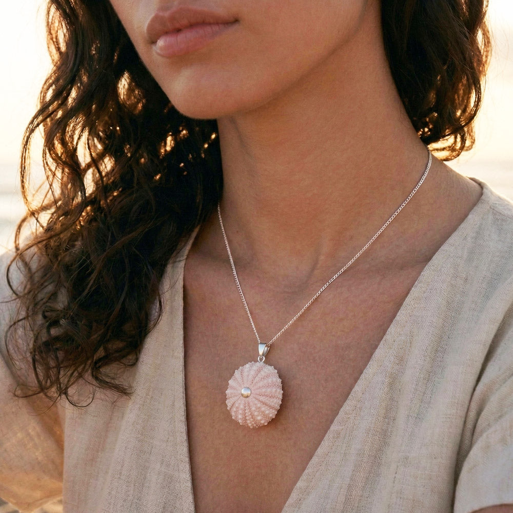 Colgante Erizo Blanco Natural Mediano