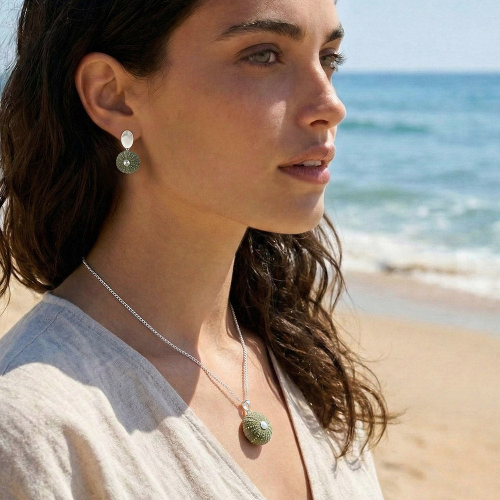 Colgante Erizo Verde Natural Pequeño