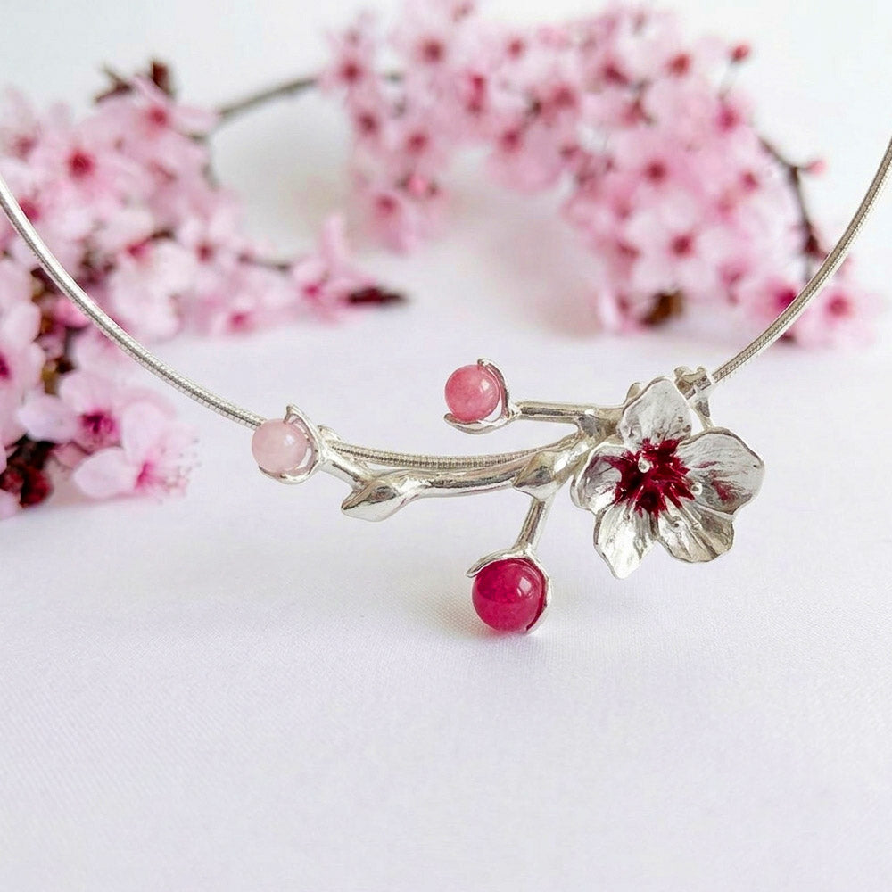 Gargantilla flor de cerezo S PLATA