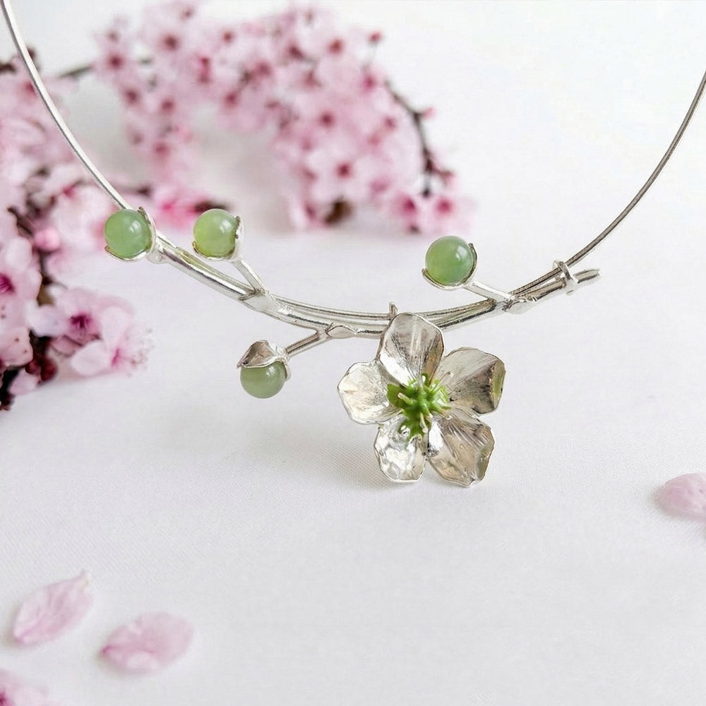 Gargantilla flor de cerezo L PLATA