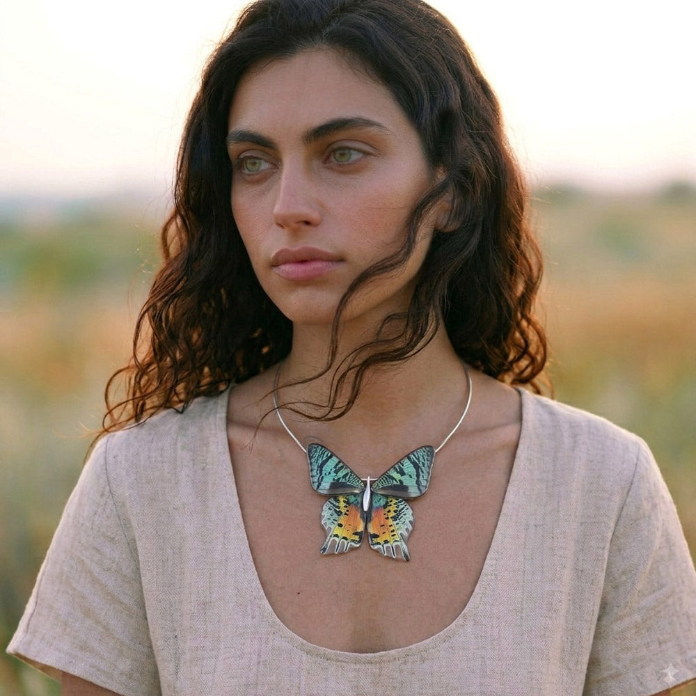 Gargantilla Mariposa Urania Rhipheus entera 4 alas