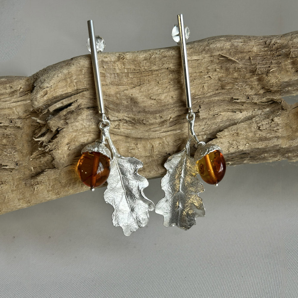 Pendientes colgar Roble PLATA