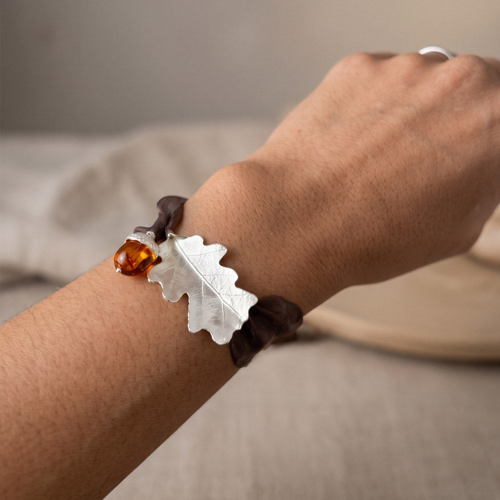Pulsera Hojas de Roble PLATA