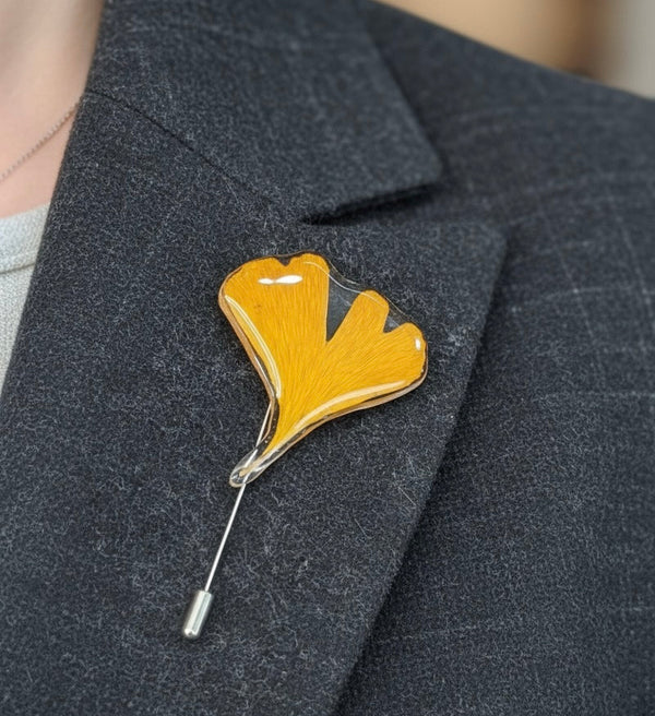 Broche de aguja Ginkgo Amarillo