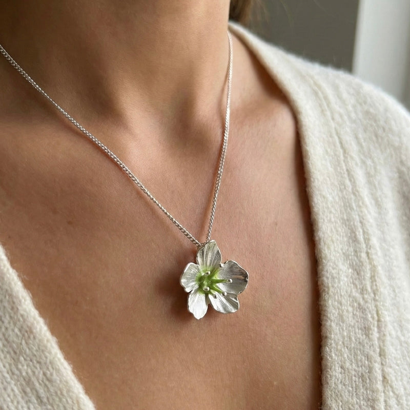 Colgante flor de cerezo M PLATA