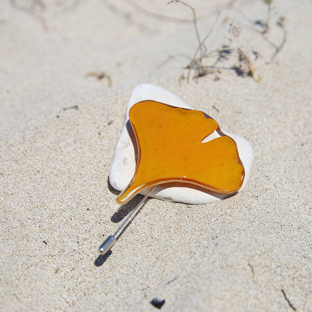 Yellow Ginkgo Needle Brooch