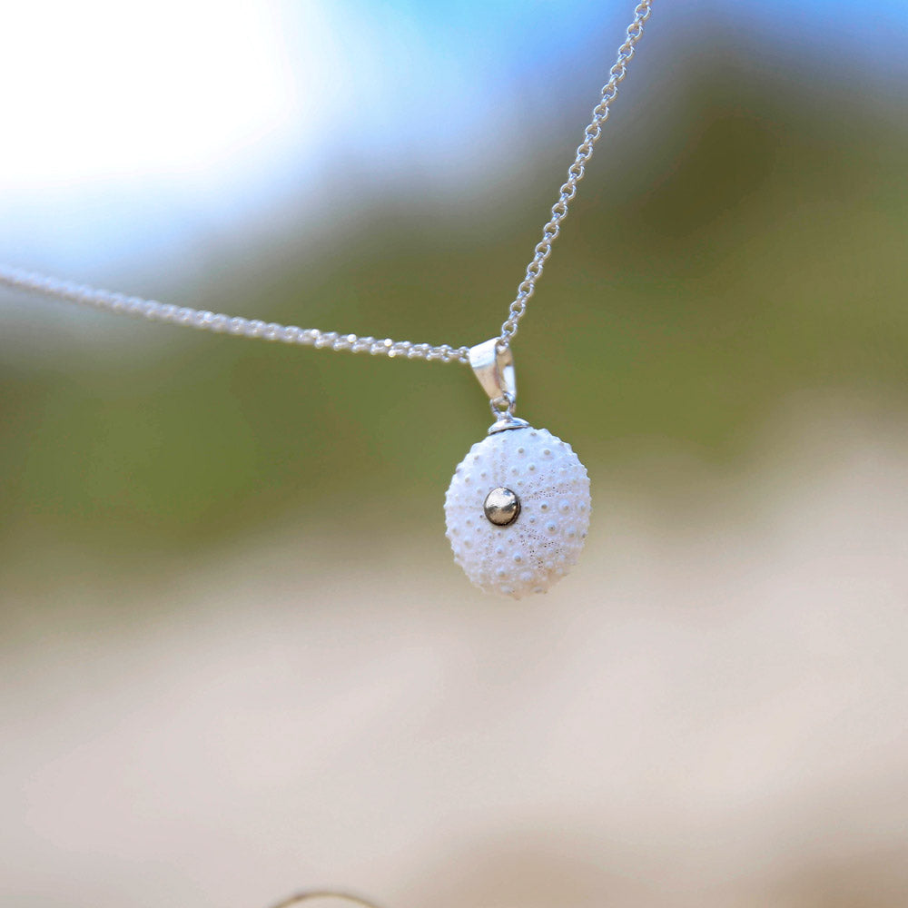 Small Natural White Sea Urchin Pendant