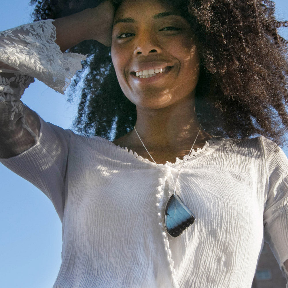 Colgante Mariposa Morpho Peleides ala superior