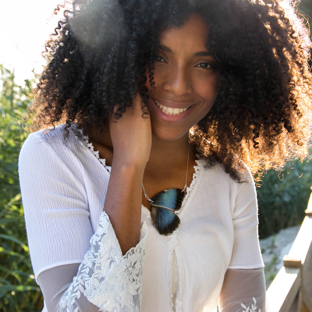 Gargantilla Mariposa Morpho Peleides doble