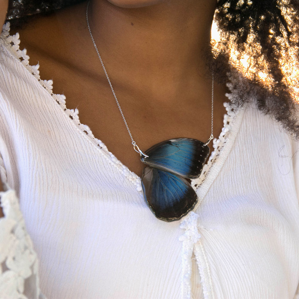 Double Morpho Peleides Butterfly Choker