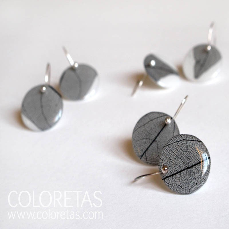 Pendientes Hoja Negra gancho