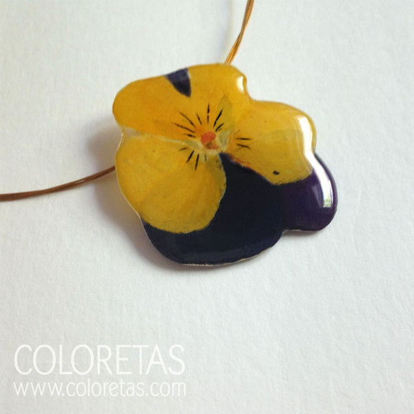 Yellow and Purple Pansy Pendant