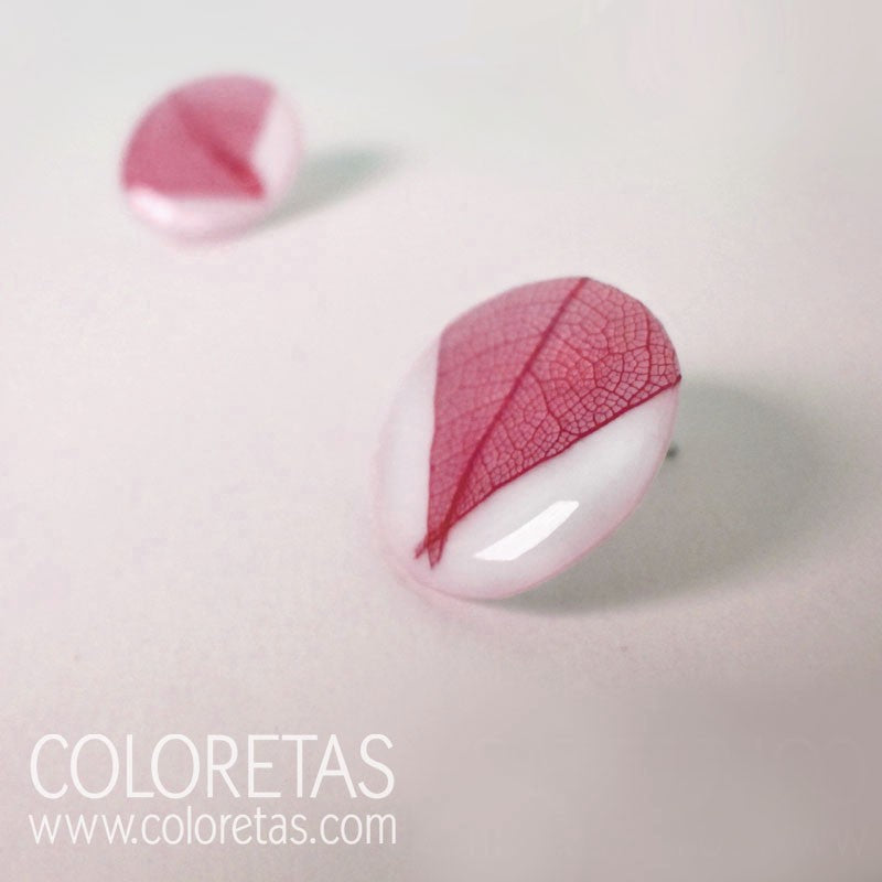 Pendientes Hoja Fucsia de tuerca