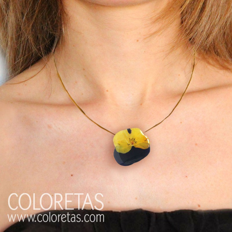 Yellow and Purple Pansy Pendant