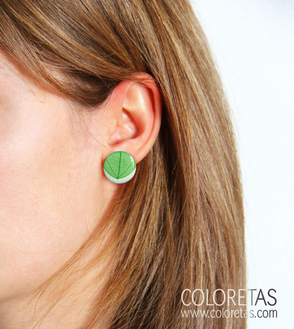 Green Leaf  earstuds