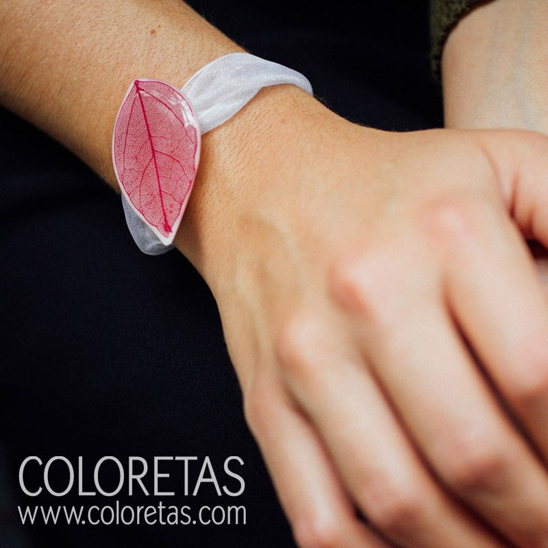 Pulsera Hoja Fucsia