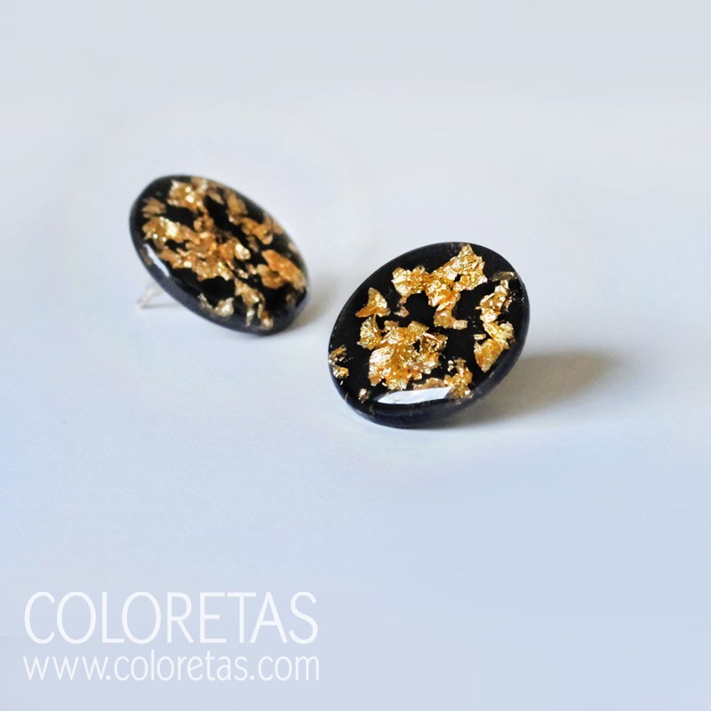 Pendientes chispas negros grandes