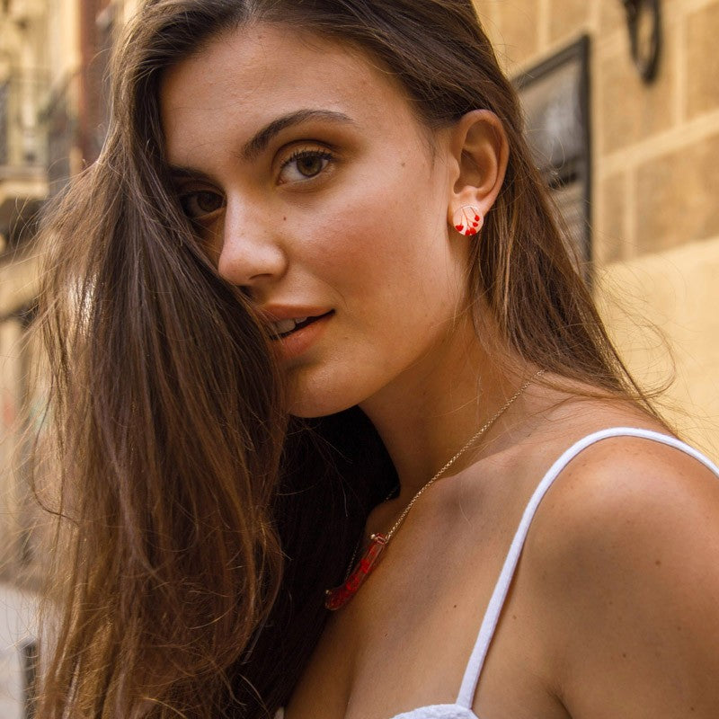 Pendientes Flores Rojas de tuerca
