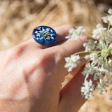 Adjustable Blue Anise Flower Ring