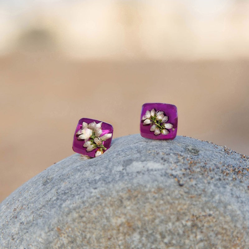 Pendientes tuerca Brezo Morado