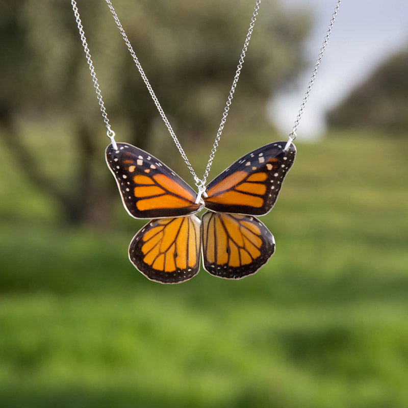 2 Monarch Butterfly Necklace
