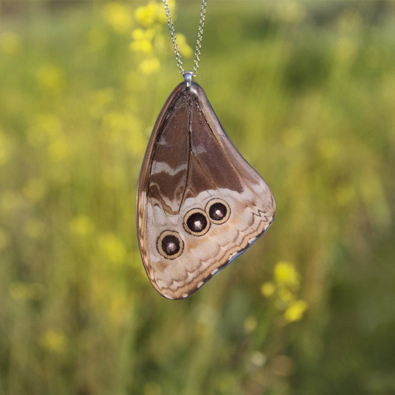 Morpho Peleides Upper Wing Butterfly Pendant
