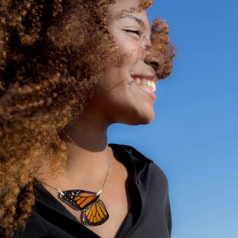 2 Monarch Butterfly Necklace